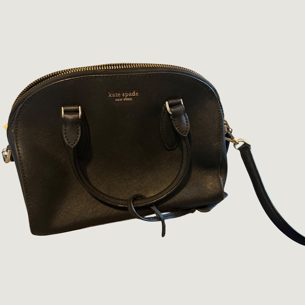Kate Spade Satchel Bag Small Crossbody Purse Saffiano Leather Dome Black Classic